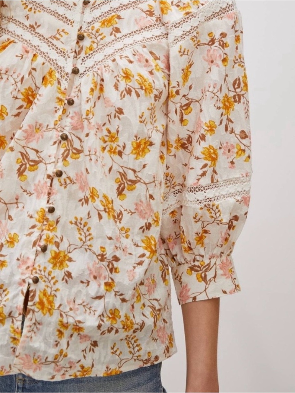 By Anthropologie Floral Peasant Blouse - Picture 3 of 13